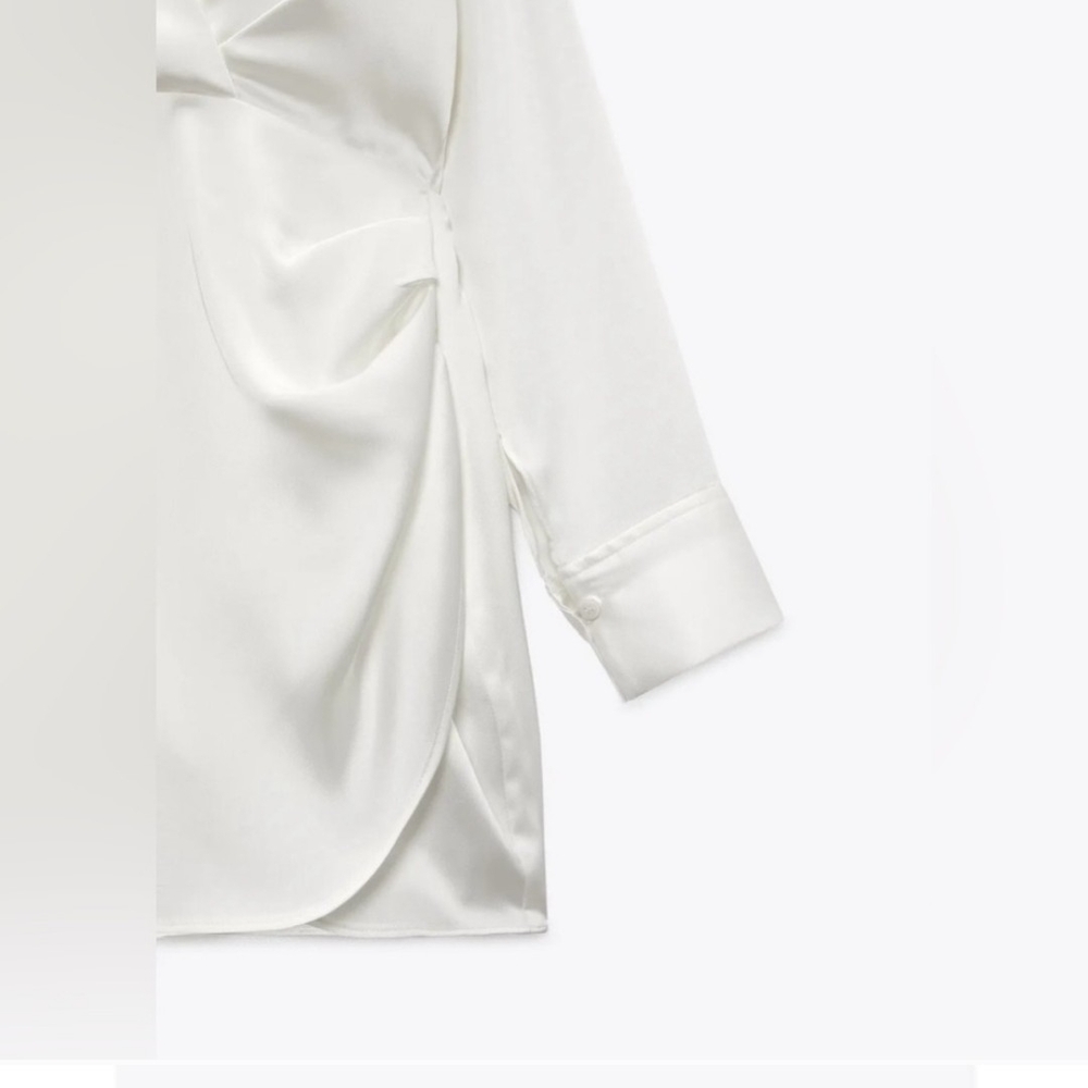 Zara Elegant White Wrap Dress Size S - Picture 8 of 8